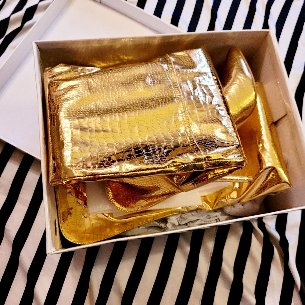 New In Box Gold Drama Queen Over The Knee Boot Sz 7 - Picture 8 of 16